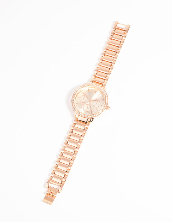 Rose Gold Diamante Chain Link Watch