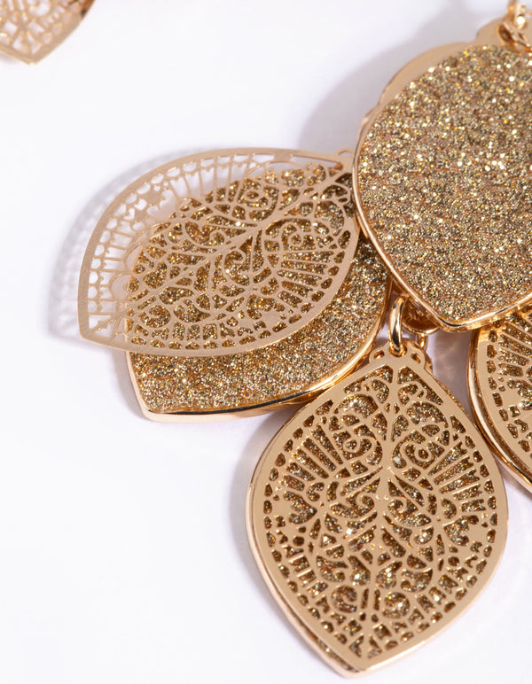 Gold Glitter Drop Earrings