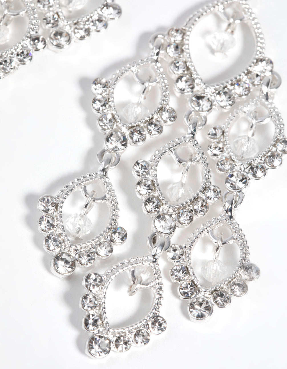 Silver Diamante Teardrop Earrings