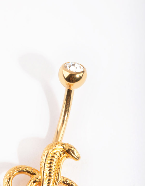 Gold Plated Titanium Snake Belly Bar