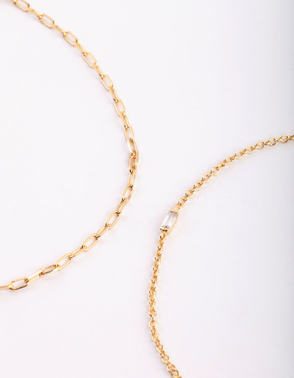 Gold Plated Fine Chain Anklet Set