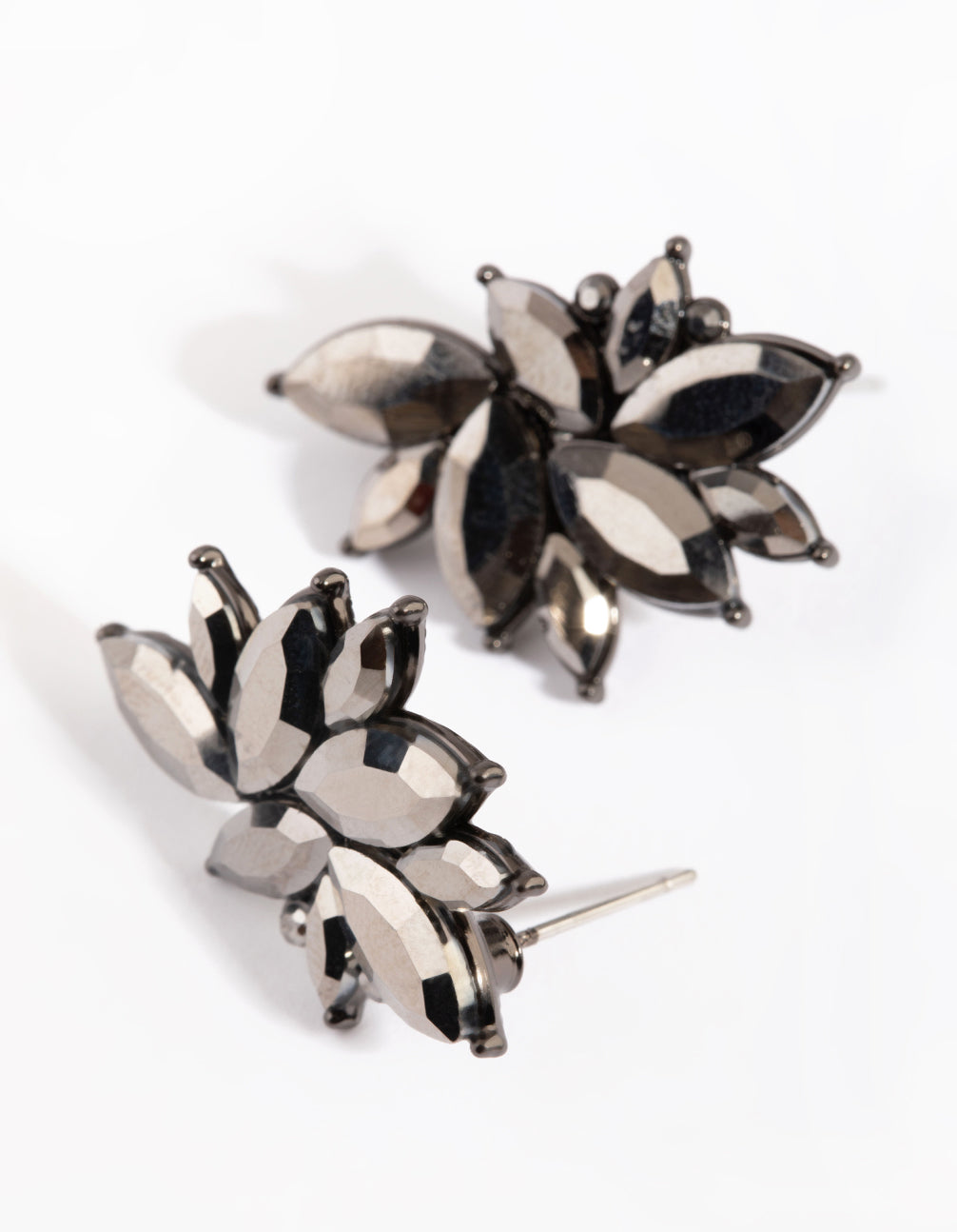 Gunmetal Marquise Stud Earrings