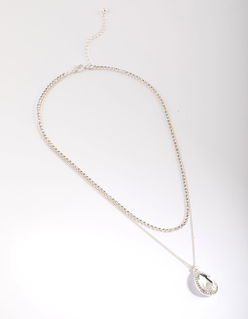 Silver Diamante Layered Necklace