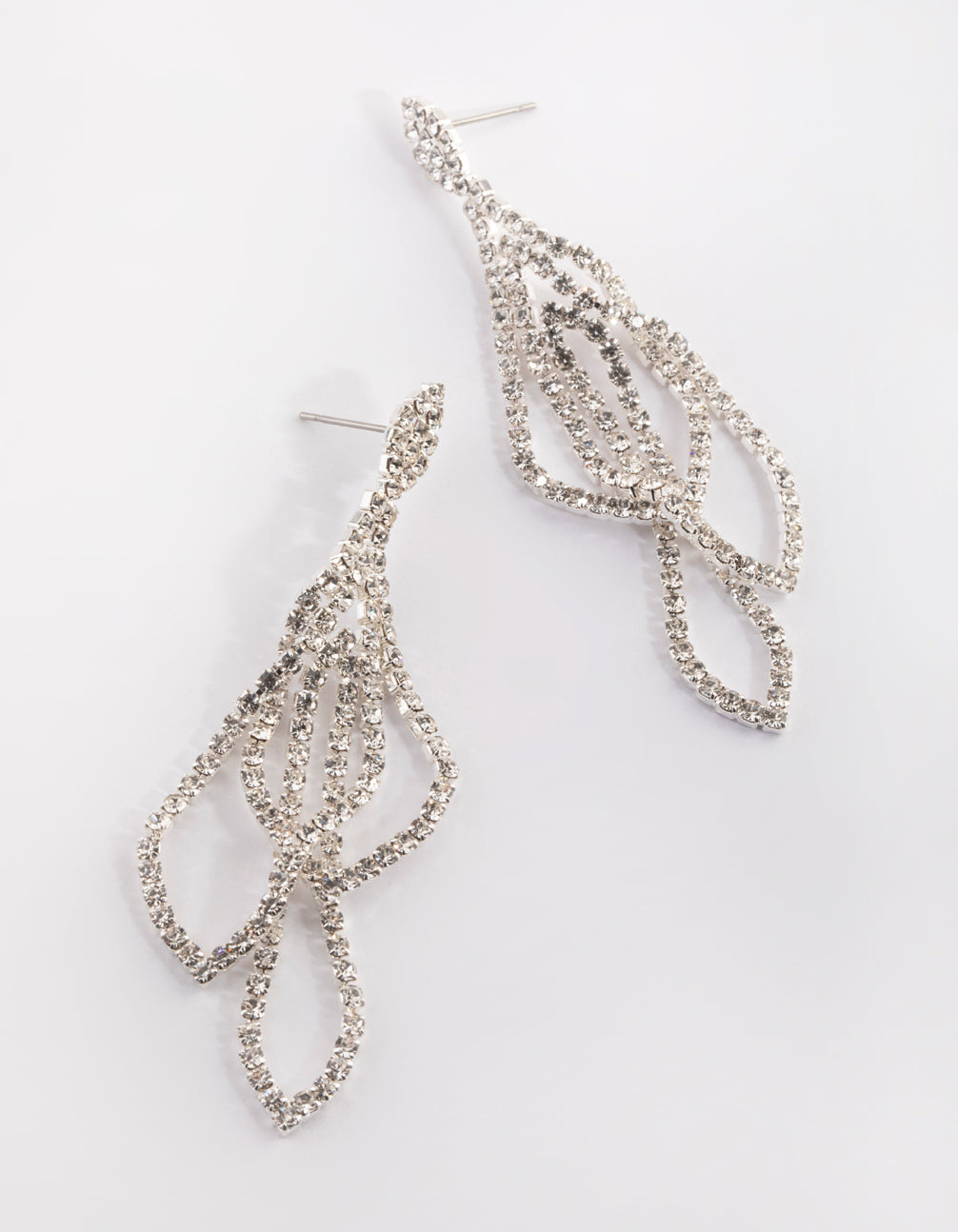 Silver Layered Geometric Chain Earrings