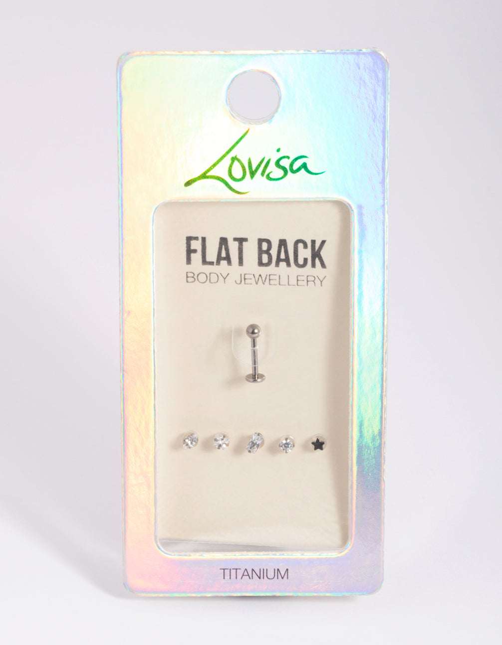 Titanium Cubic Zirconia Flat Back 6-Pack