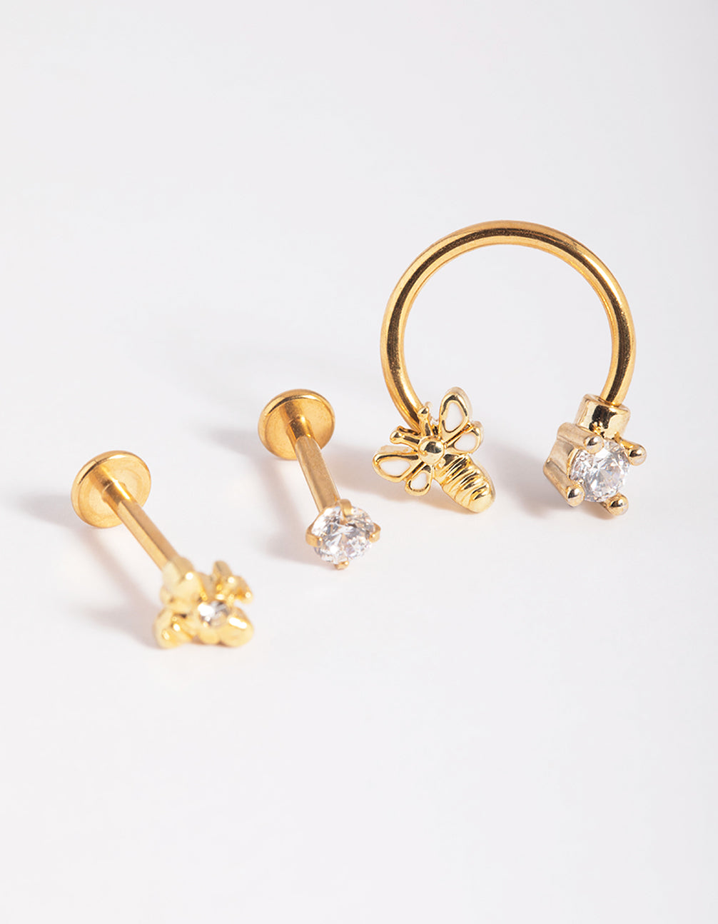 Gold Plated Surgical Steel Bee Stud Earring Pack