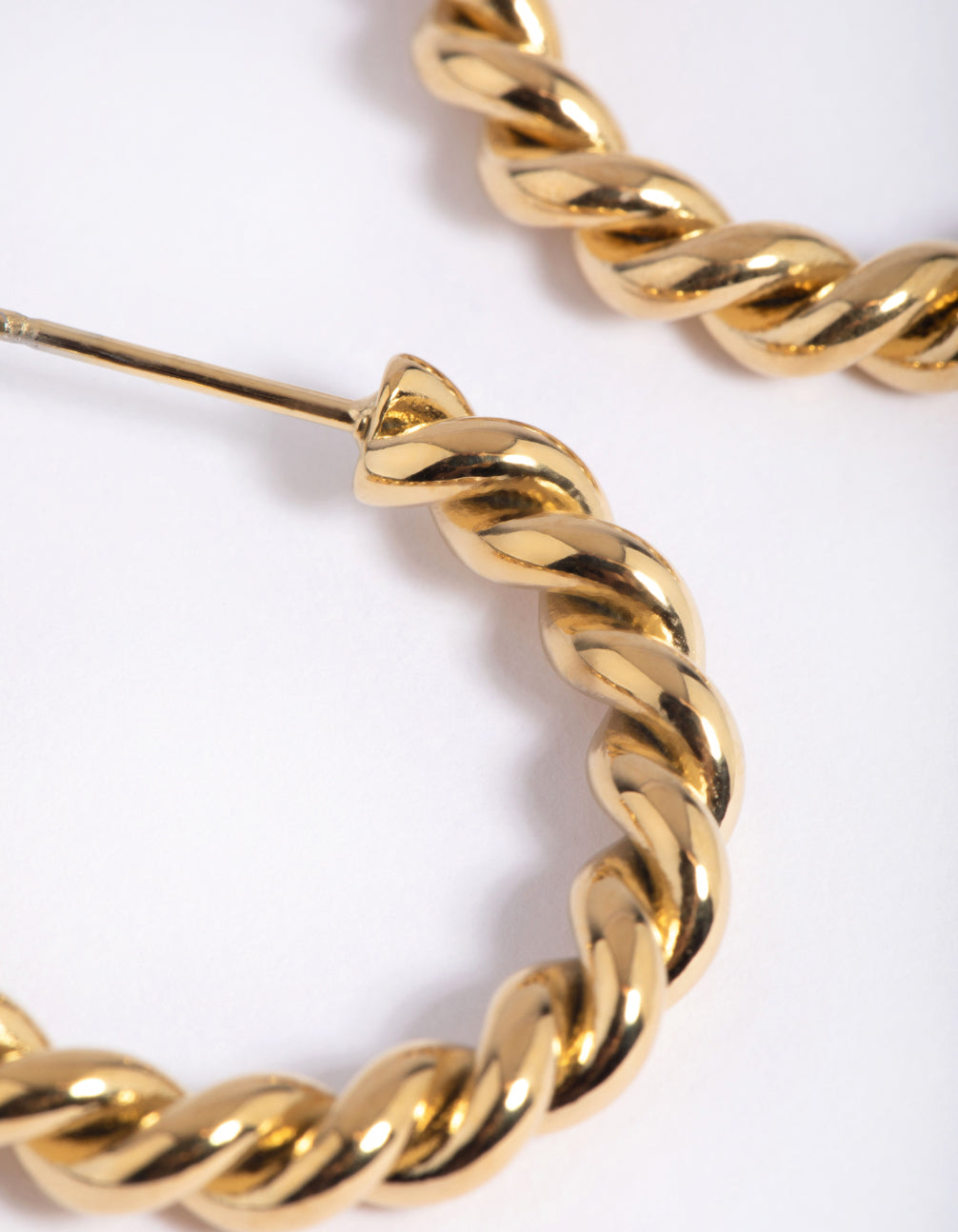 Waterproof Gold Plated Stainless Steel Twisted Hoop Earrings