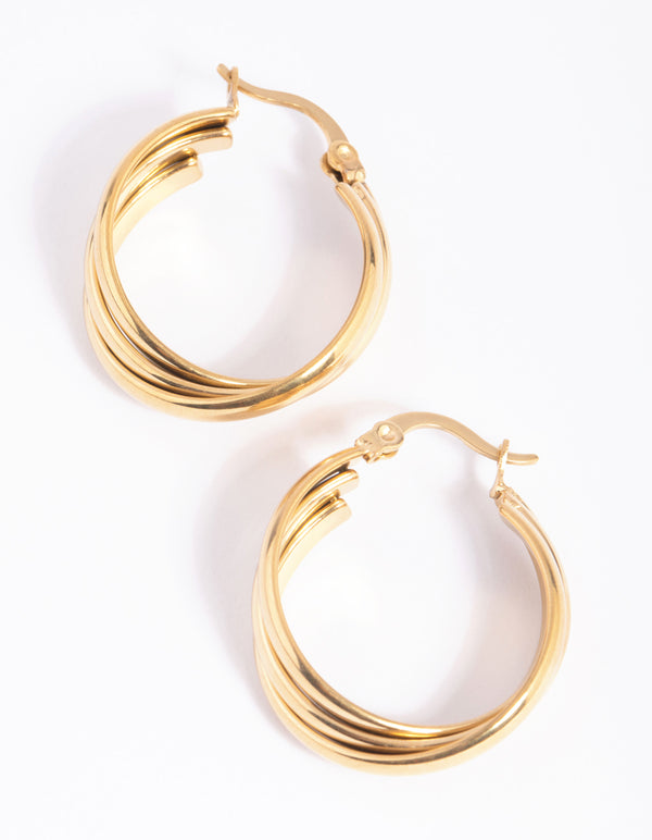 Waterproof Gold Plated Stainless Steel Hoop Earrings