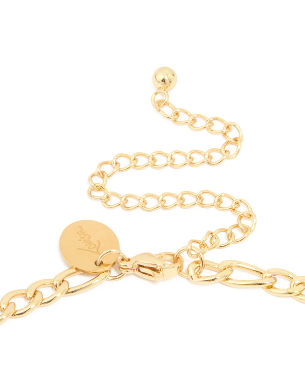 Waterproof Gold Plated Stainless Steel Figaro Necklace