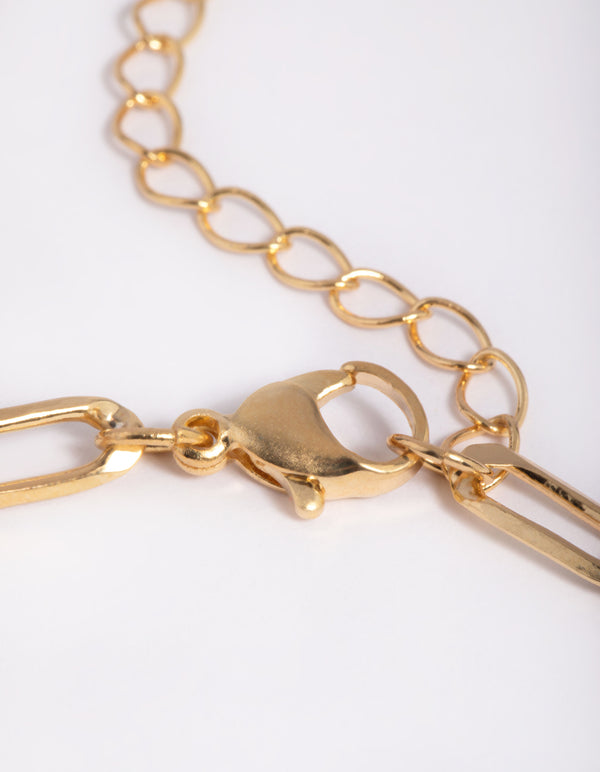 Gold Plated Chain & Cubic Zirconia Anklet Set