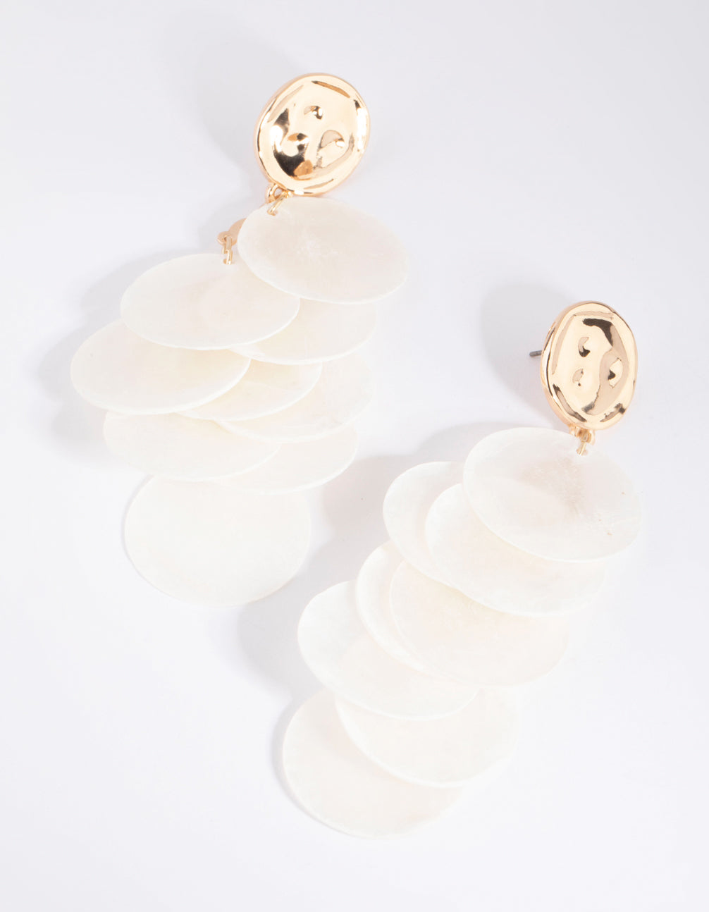White Genuine Shell Cascading Drop Earrings