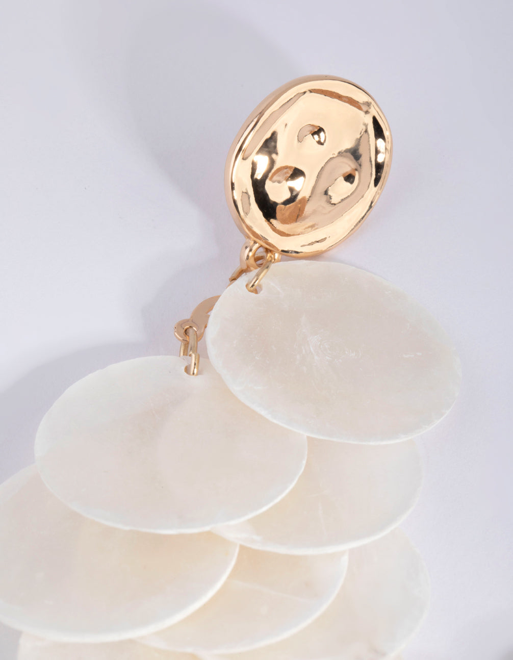 White Genuine Shell Cascading Drop Earrings