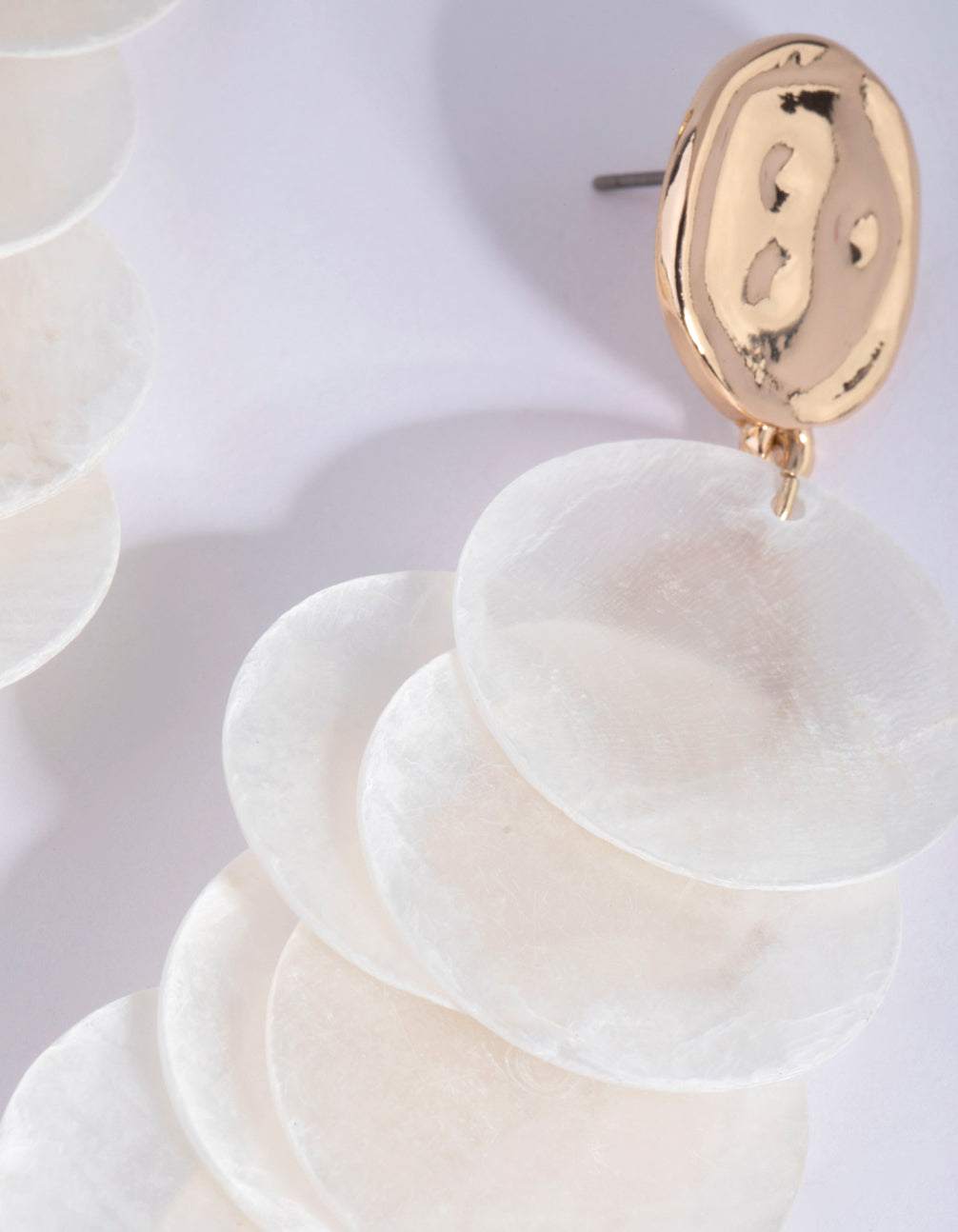 White Genuine Shell Cascading Drop Earrings