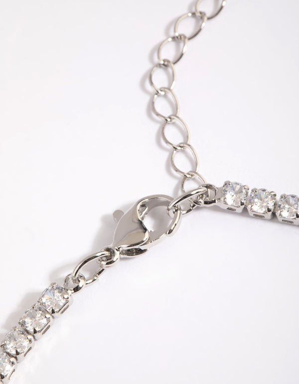 Silver Cubic Zirconia Droplet Choker