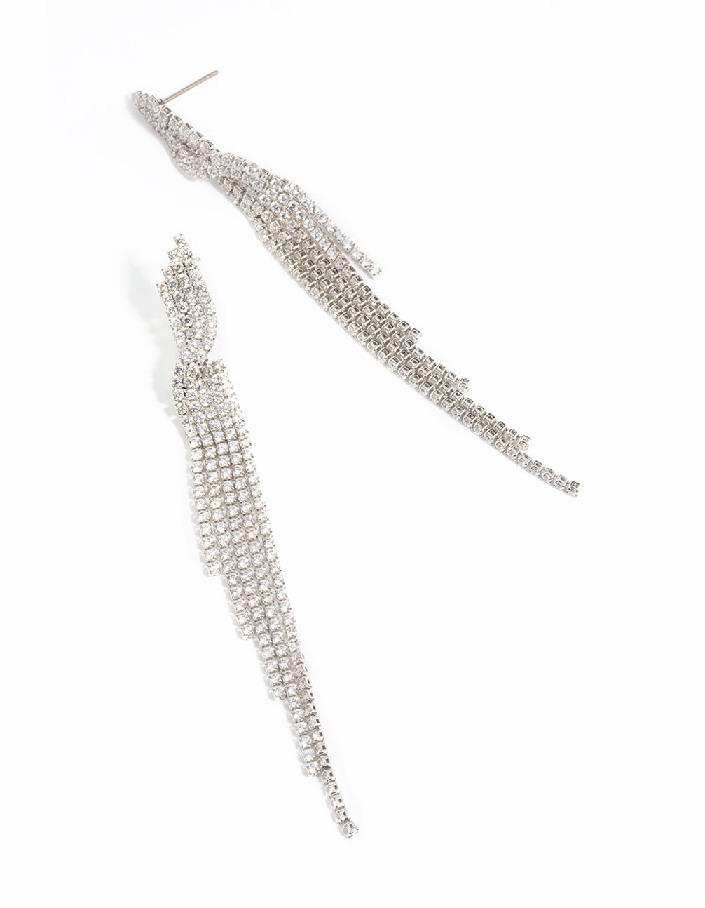 Silver Cubic Zirconia Twisted Drop Earrings