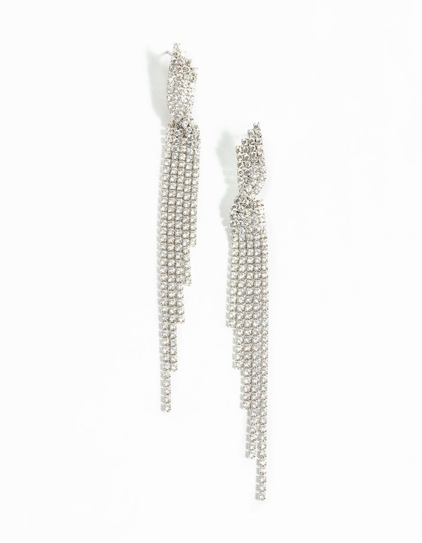 Silver Cubic Zirconia Twisted Drop Earrings