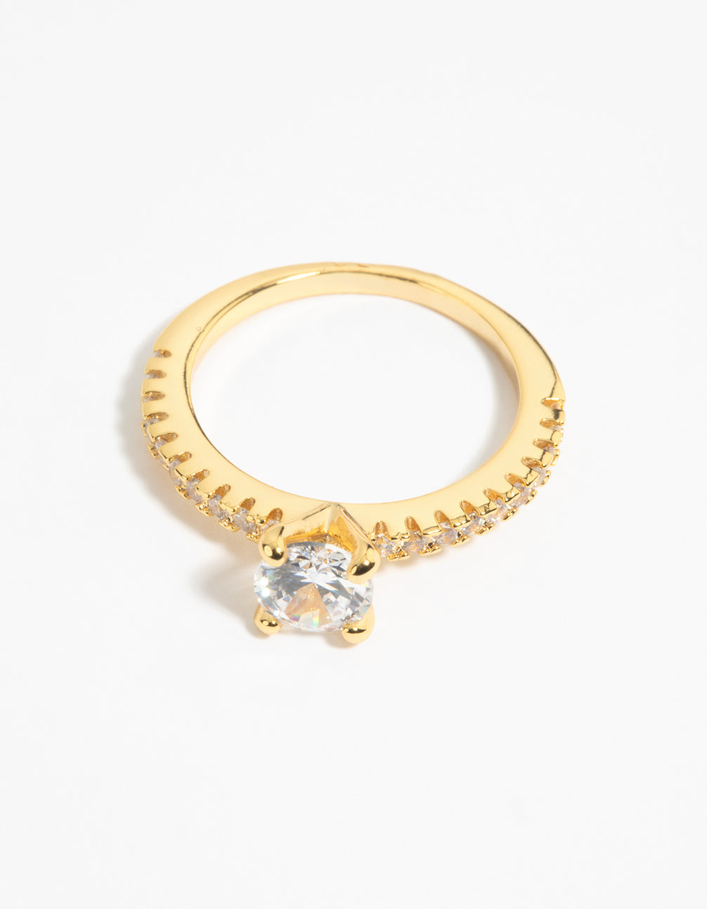 Gold Plated Cubic Zirconia Solitare Ring