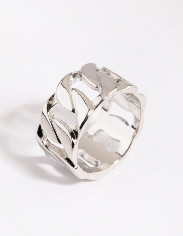 Rhodium Chain Link Ring