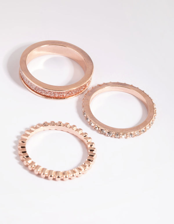Rose Gold Glitter Ring Stack Pack