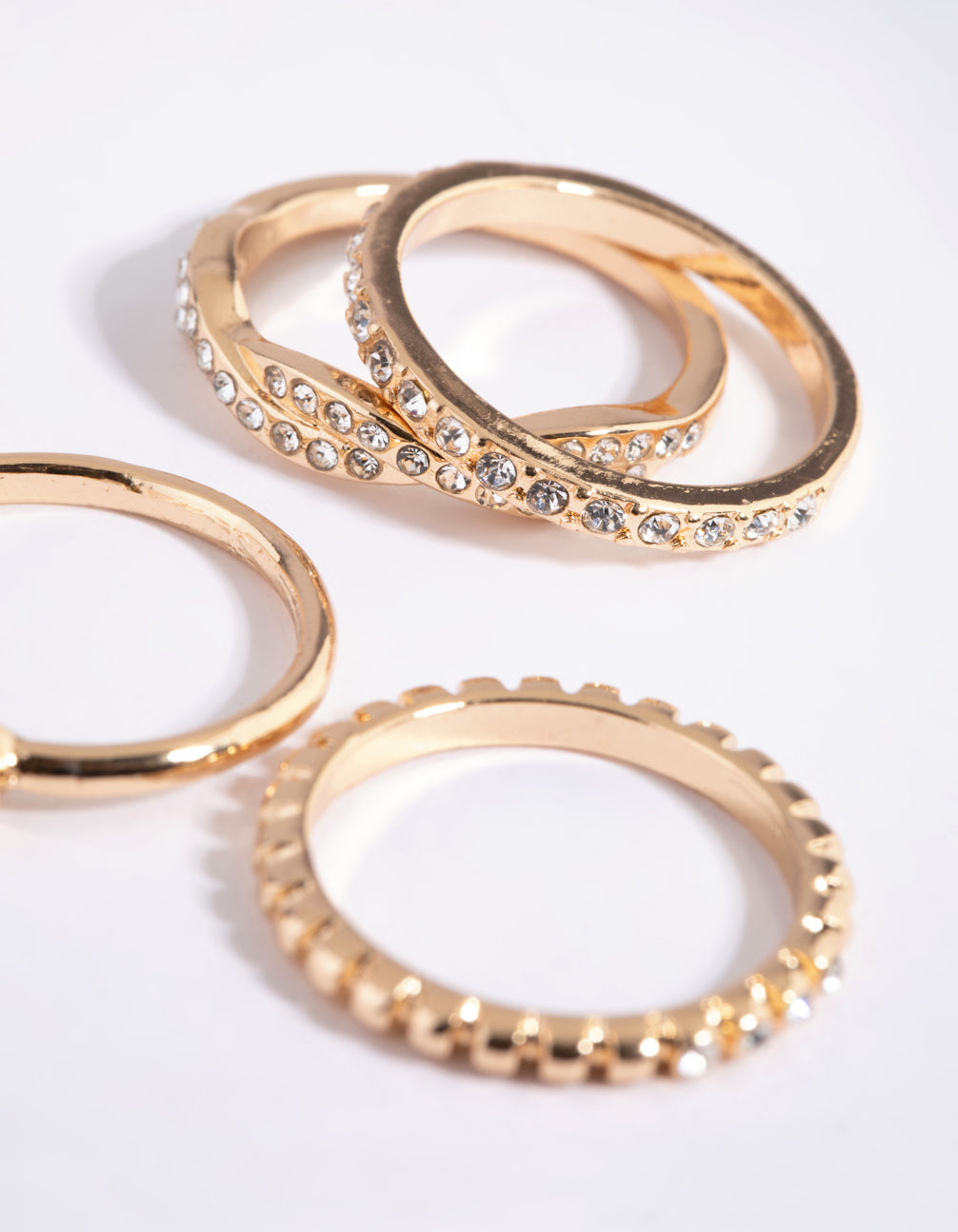 Gold Diamante Ring Stack 4-Pack