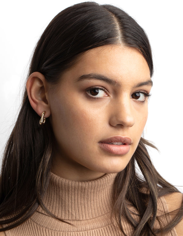 Gold Bamboo Hoop Earrings