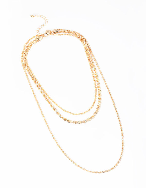 Gold Twisted Chain Layered Necklace