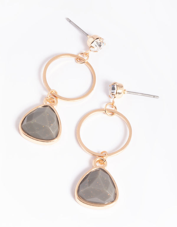 Green Triangular Drop Earrings