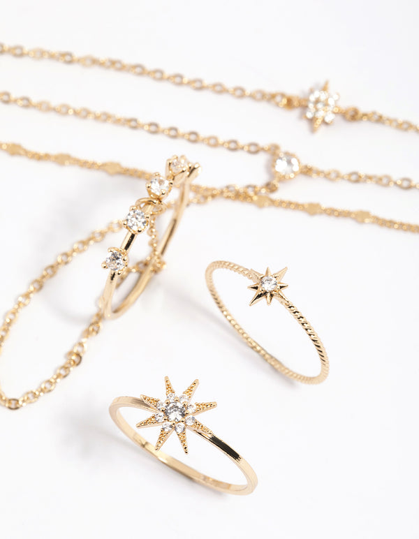 Gold Celestial Ring Hand Chain