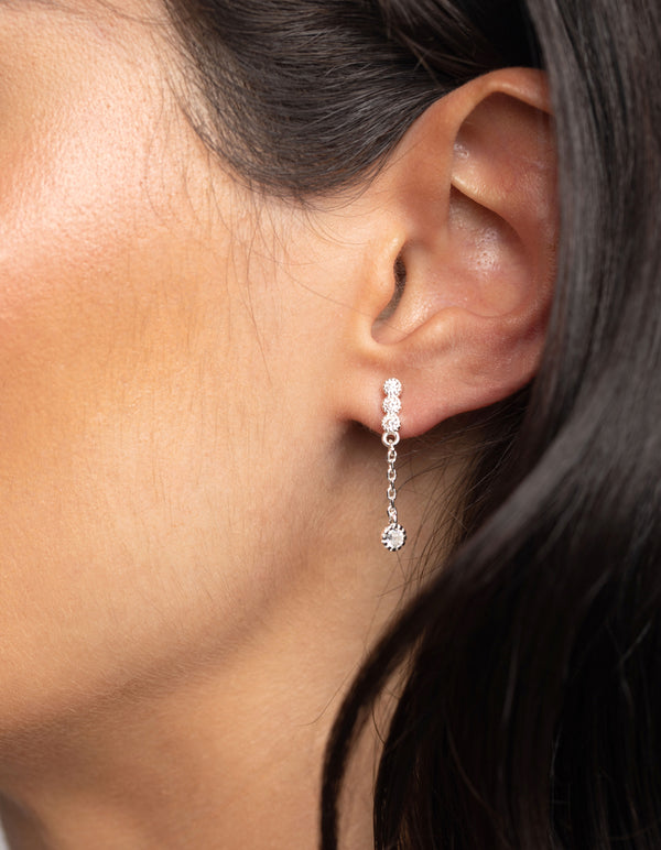 Silver Cubic Zirconia Round Stud Earring 7-Pack