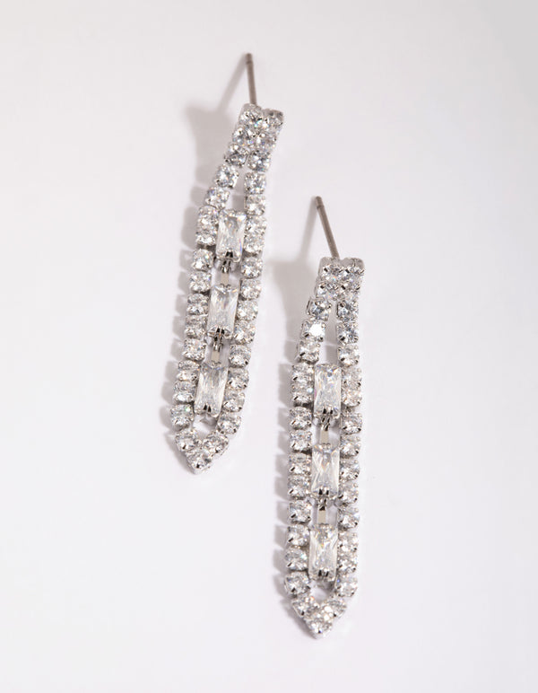 Silver Cubic Zirconia Statement Necklace & Earrings Set