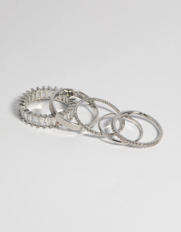 Silver Cubic Zirconia Baguette Ring