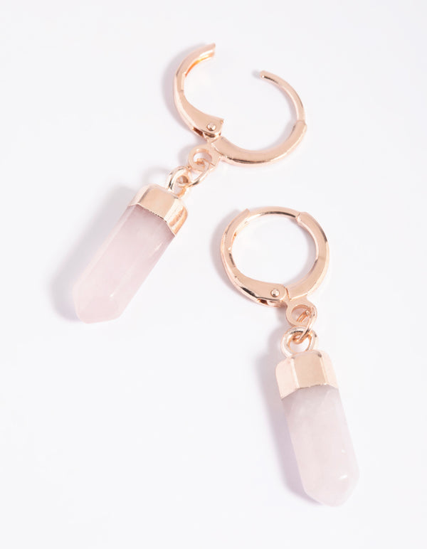 Rose Quartz Huggie Hoop Earrings