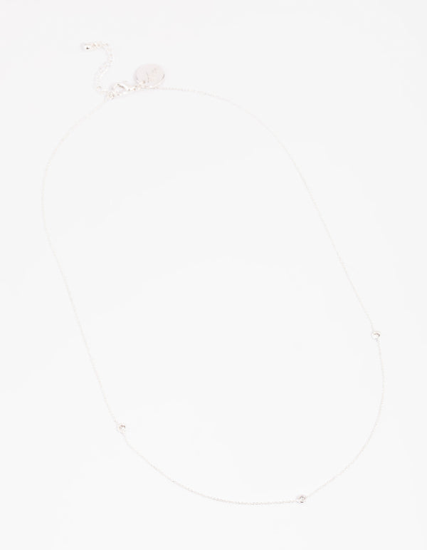 Silver Plated Brass Cubic Zirconia Fine Necklace