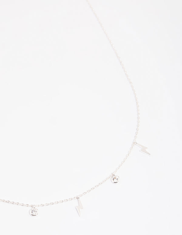Silver Plated Cubic Zirconia Lightning Necklace