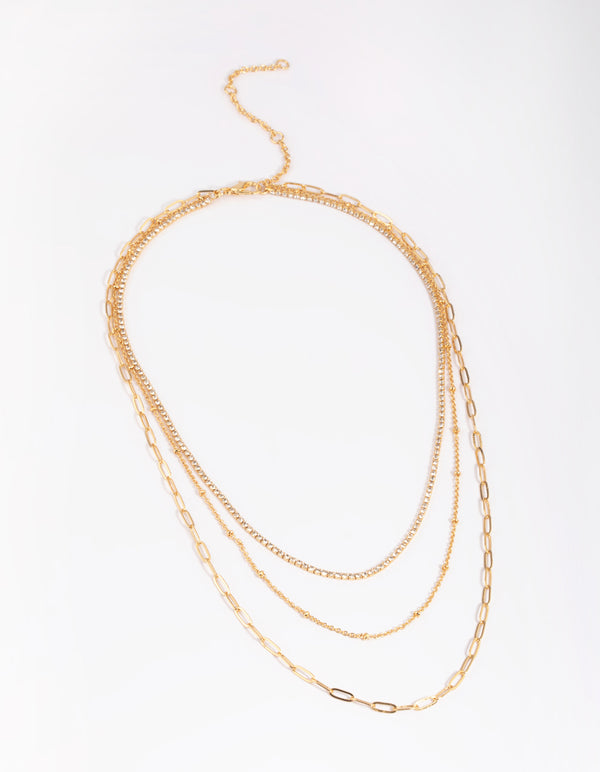 Gold Plated Chain Layered Necklace