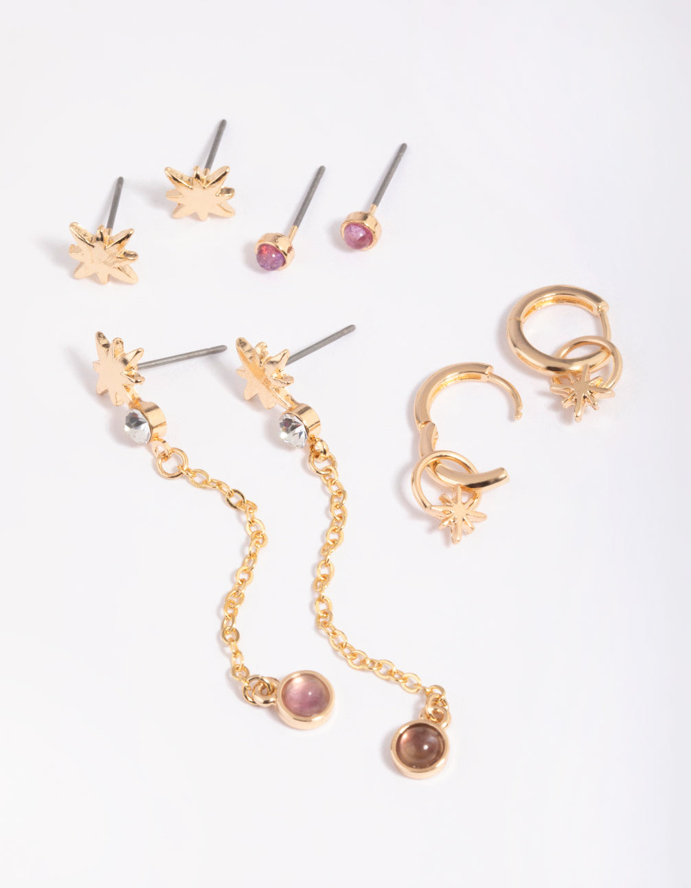 Amethyst Star Earring Stack Pack
