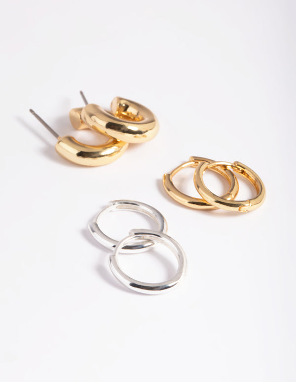 Gold & Silver Plated Hoop Earring Pack