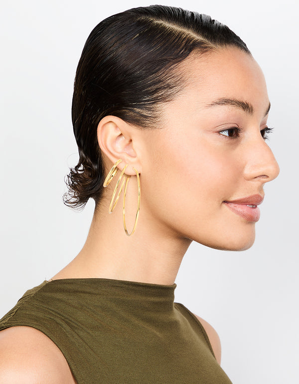Waterproof Gold Plated Stainless Steel Thin Hoop Earring Pack