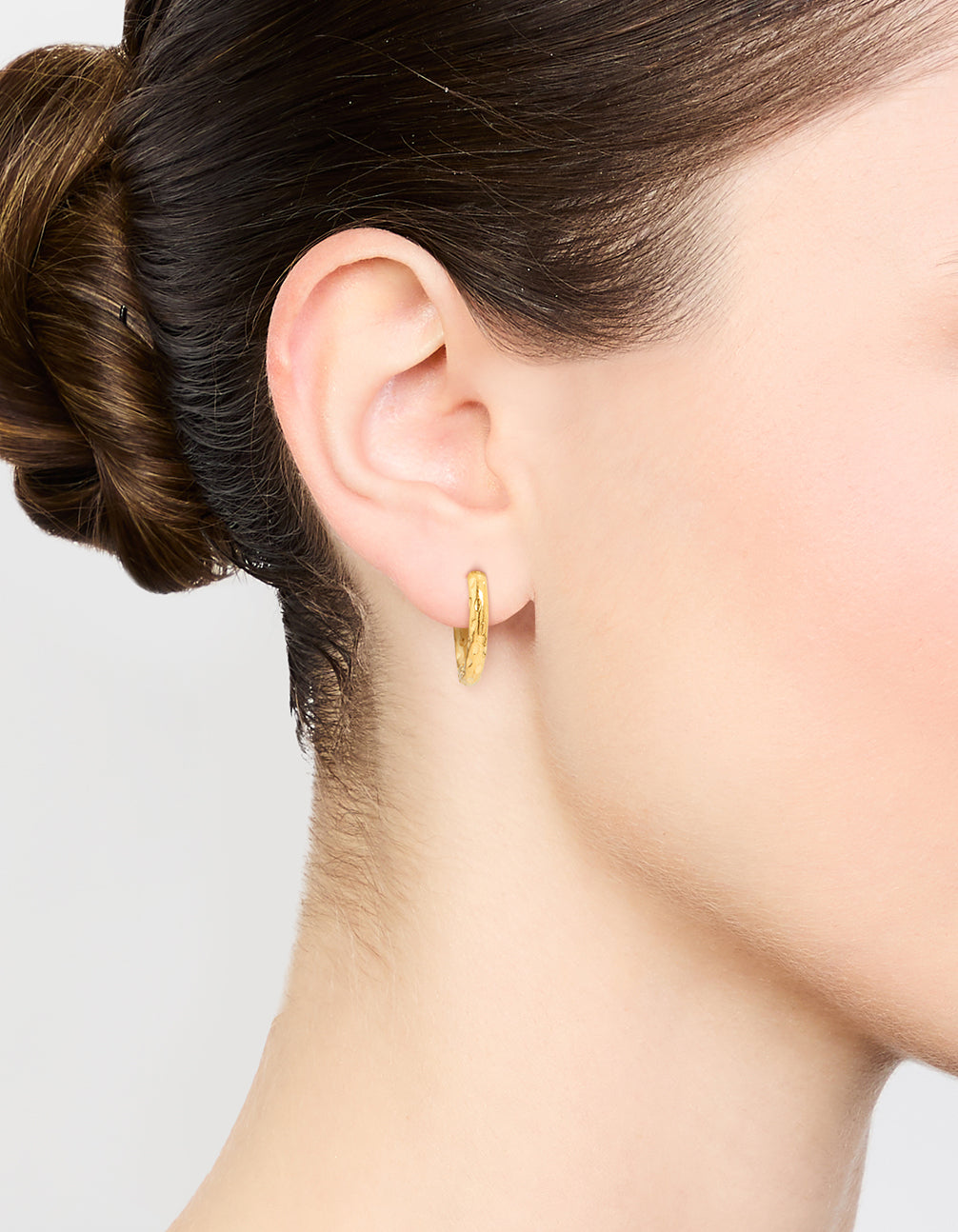 Waterproof Gold Plated Stainless Steel Molten Huggie Hoop Earrings