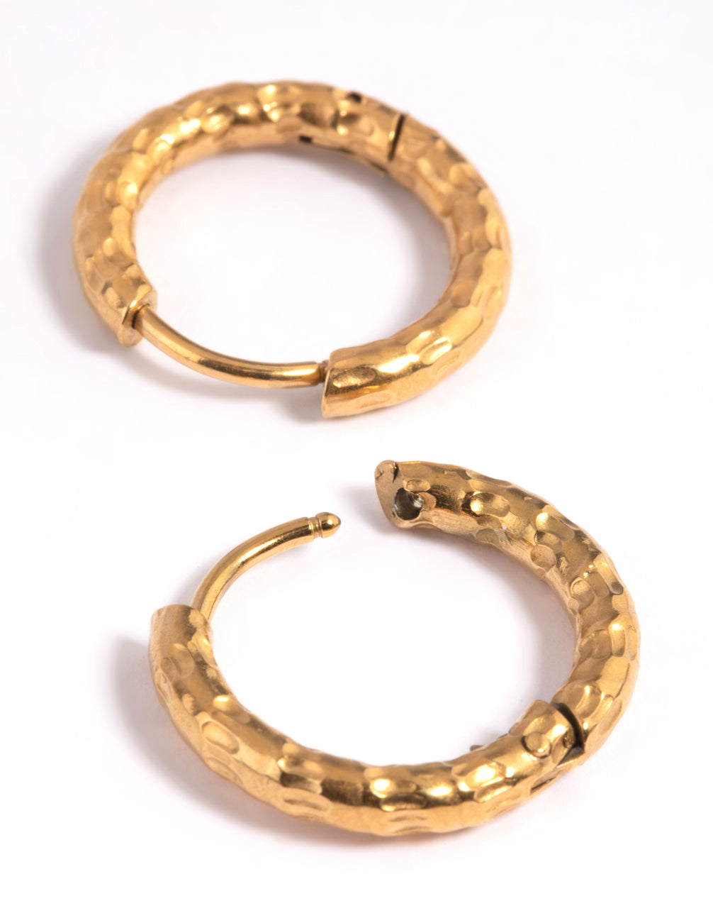 Waterproof Gold Plated Stainless Steel Molten Huggie Hoop Earrings