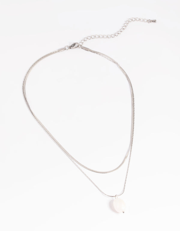 Surgical Steel Snake Chain & Freshwater Pearl Necklace