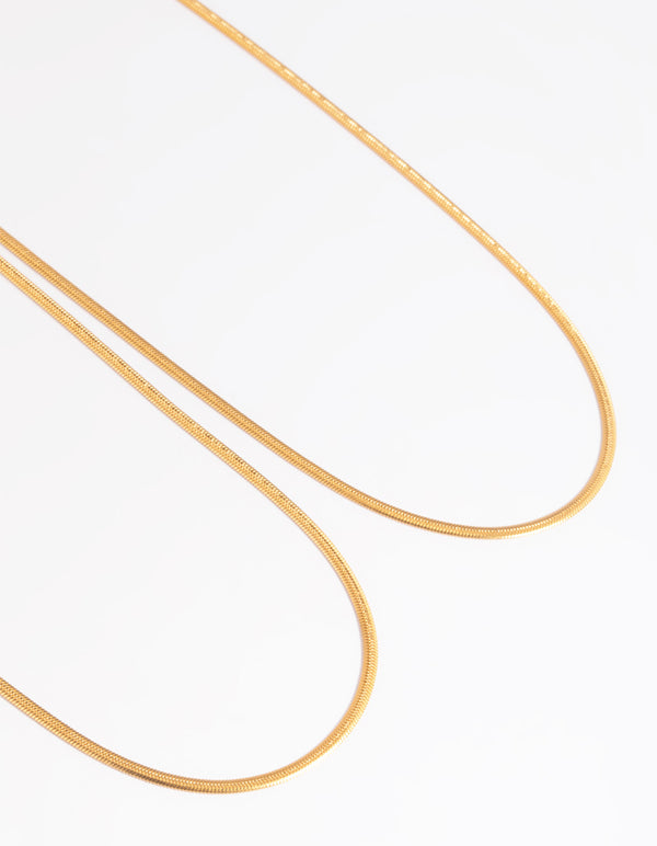 Waterproof Gold Plated Stainless Steel Fine Chain Necklace 2-Pack