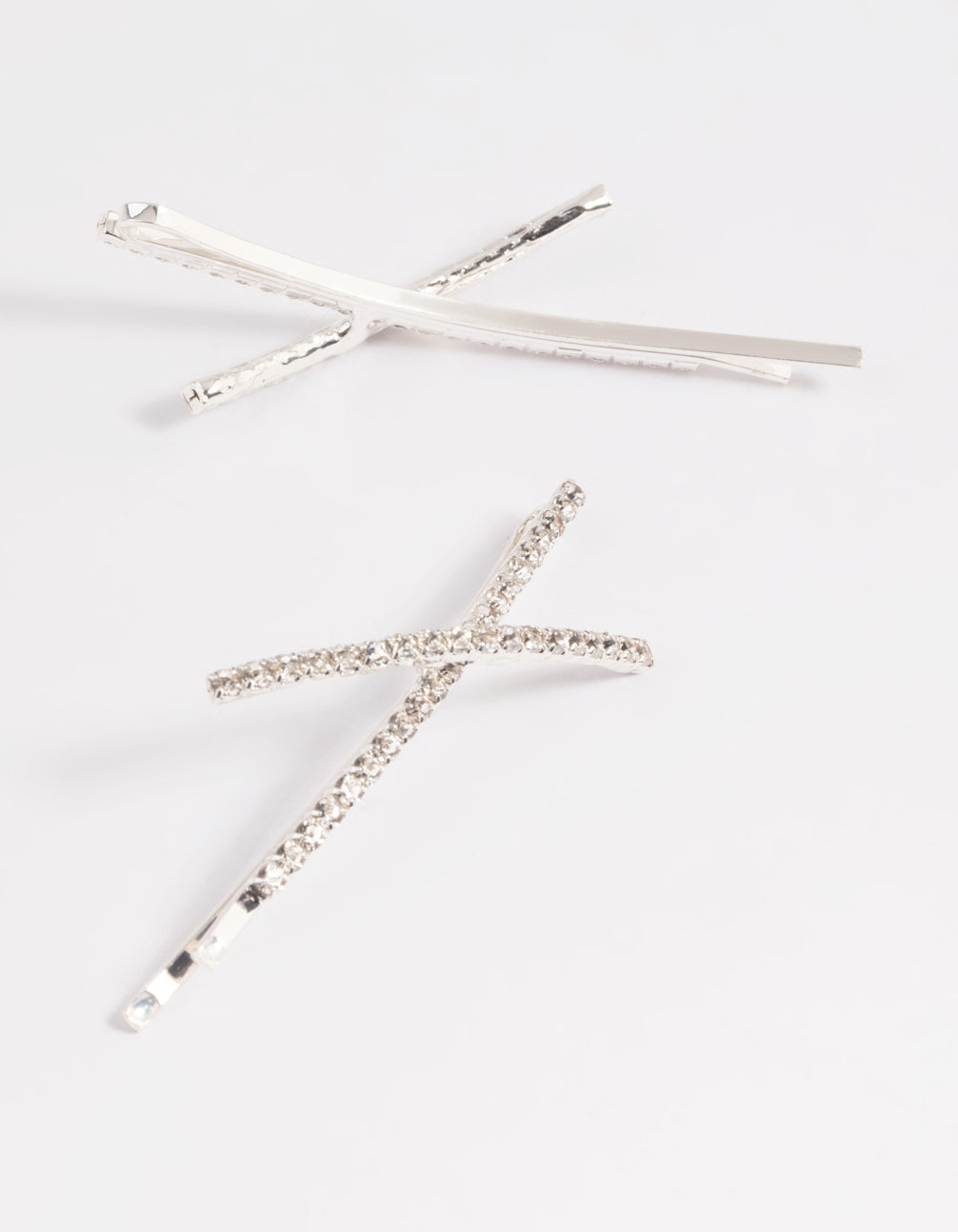 Silver Cross Diamante Hair Slide Pack