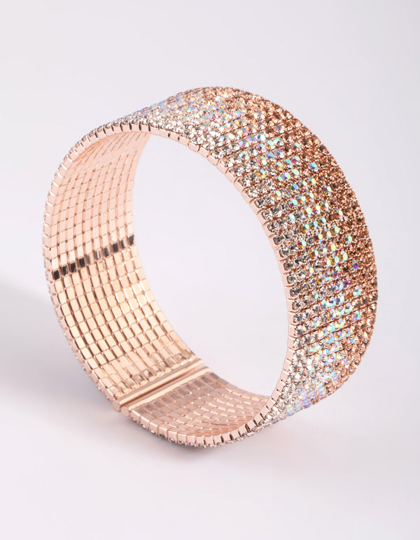 Rose Gold Diamante Ombre Cuff Bangle