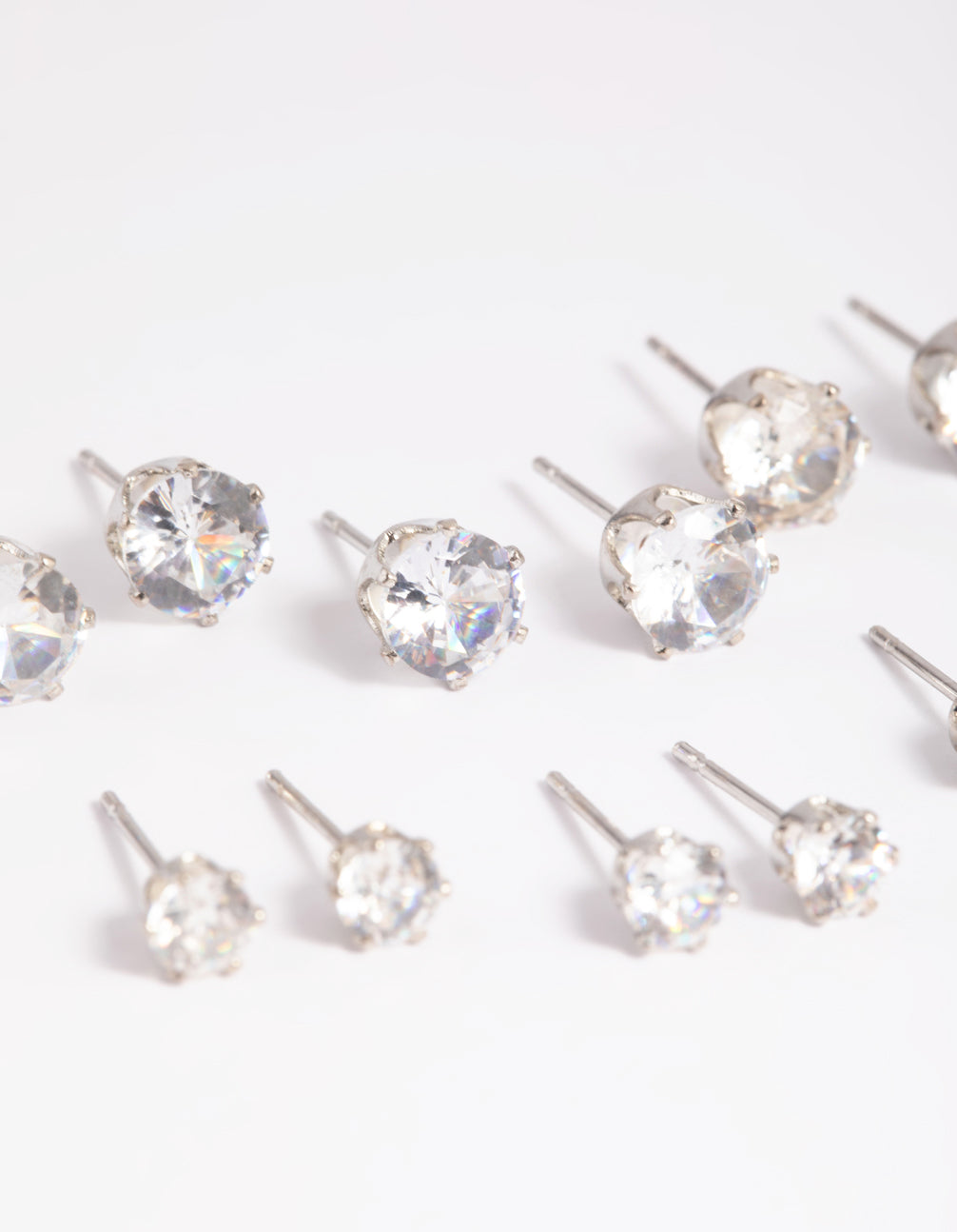 Silver Diamante Classic Stud Earring 8-Pack
