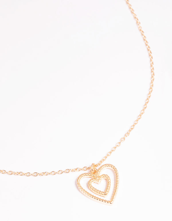 Gold Double Heart Necklace