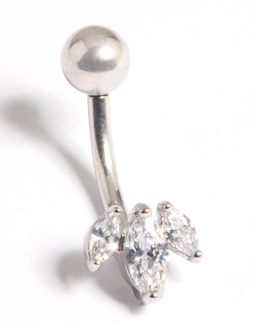 Platinum Plated Titanium Threadless Leaves Belly Bar