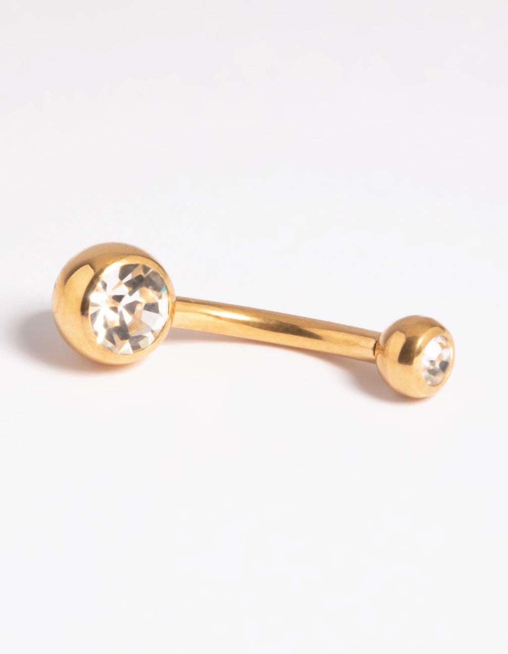 Gold Plated Titanium Threadless Bezel Belly Bar