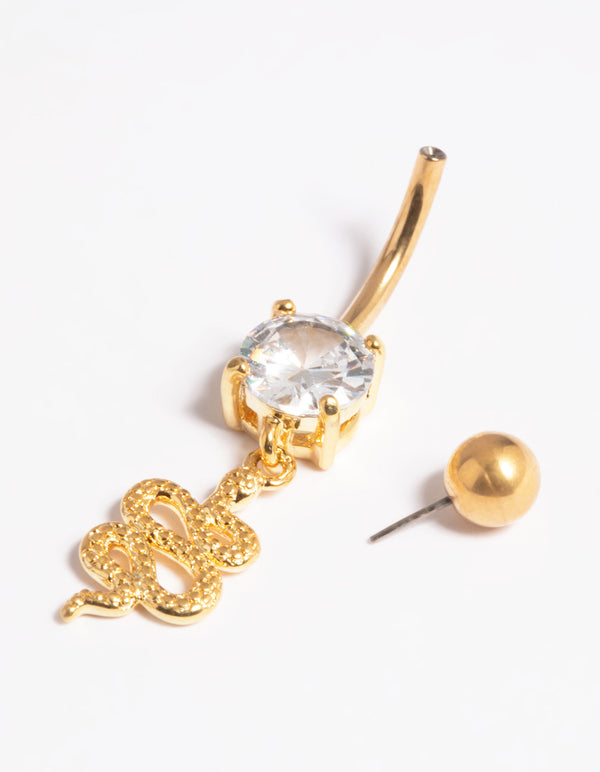 Gold Plated Titanium Threadless Snake Belly Bar