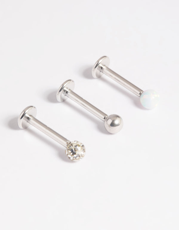 Platinum Plated Titanium Threadless Opal Flat Back Pack